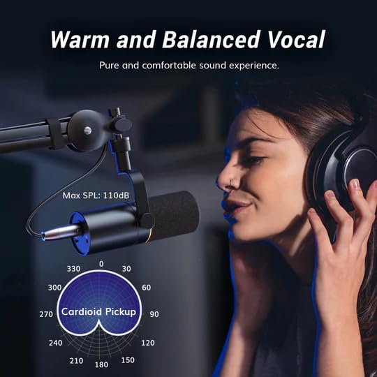 TONOR Dynamic Microphone, XLR/USB Microphone for Podcast, Recording, Streaming, Gaming, XLR Cardioid Studio Mic with Quick Mute, 3.5mm Headphone Jack, Volume Control, TD510 Black