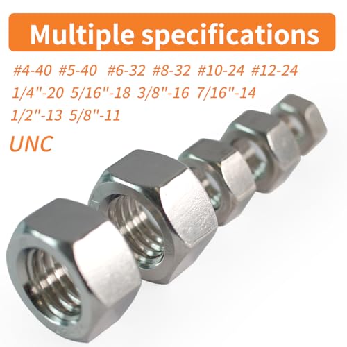 1-1/4"-7 Hex Nuts (6pcs), 304 Stainless Steel (18-8), Hardware, UNC, Coarse Thread, SAE, ASME B18.2.2 1-1/4"-7