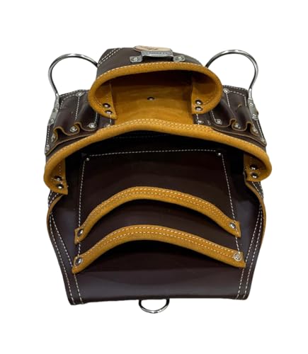 Zeluga 20-164 10 Pocket Rigger Heavy Duty Leather Tool Bag, Coffee