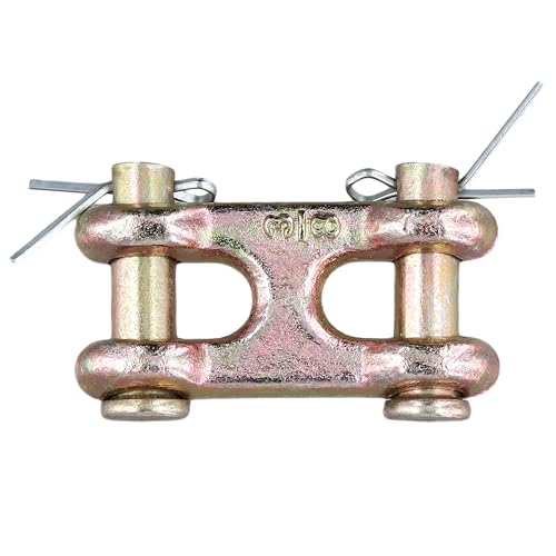SOUJAP Twin Clevis Link, 3/8 Inch G70 Forged, Zinc Plated, 6600LBS Working Load Limit, for Truck Trailer Transport, 6 Pack, Golden