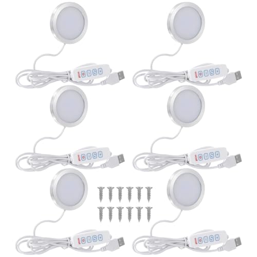 6 PCS LED Lamp Kit, USB Powered LED Light with Inline Switch, 3 Color Modes, 10 Brightness Levels, Aluminum Shell, PC Diffuser, DIY Lighting Set for Custom Lamp Projects, 3D Printed Shades, Crafts