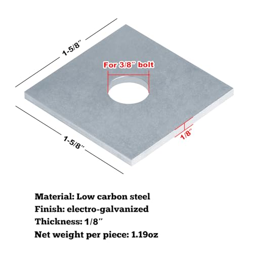 GBGS 30 Pack Square Washers Plate for 3/8" Bolt,1/8" x 1-5/8"x 1-5/8"