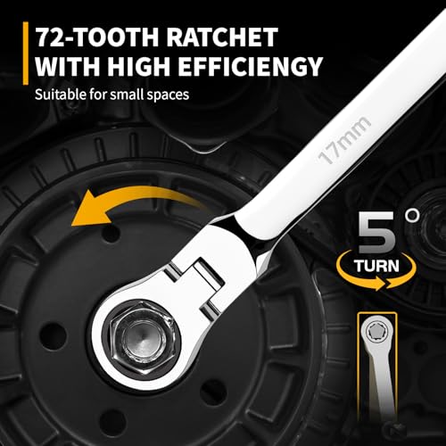 GRENPRO Extra Long Flex-Head Ratcheting Wrench Set, for Confined Spaces