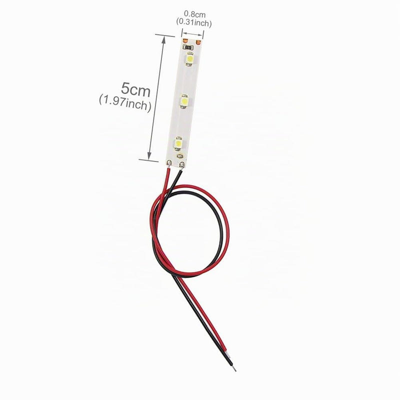 Evemodel DD01W 3528 SMD LED 3-LED Lighting Lamp White with Cable 20 cm 9-18 V Pack of 10