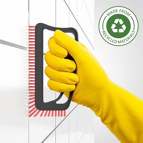 Fuginator® Recycling Grout Brush Grey/Orange - Cleaning Brush for Joint Cleaning in Bathroom, Toilet, Kitchen etc. - Cleaning Wall and Floor Tiles - Handy Brush for Grouts and Tiles Grey / Orange