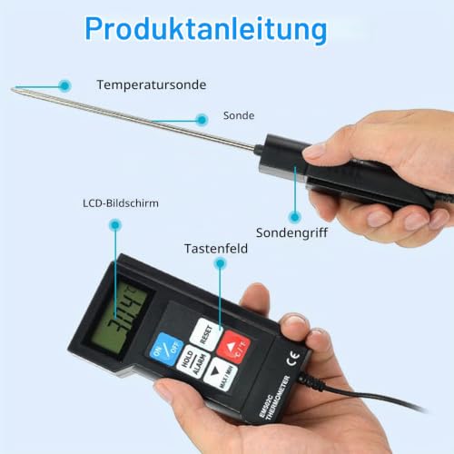 Professional Digital Thermometer with Sensor High Precision Electronic Thermometer Water Temperature EM502C for Food Industry