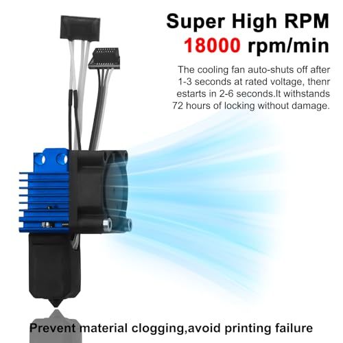 Bamboo Lab p1 p1s Hotend Complete Kit for p1 Series 3D Printer, Full Assembly Blue Hot End with Fan, Thermistor, 0.4mm Hardened Steel Nozzle+2pcs 0.4mm Bimetallic Nozzle