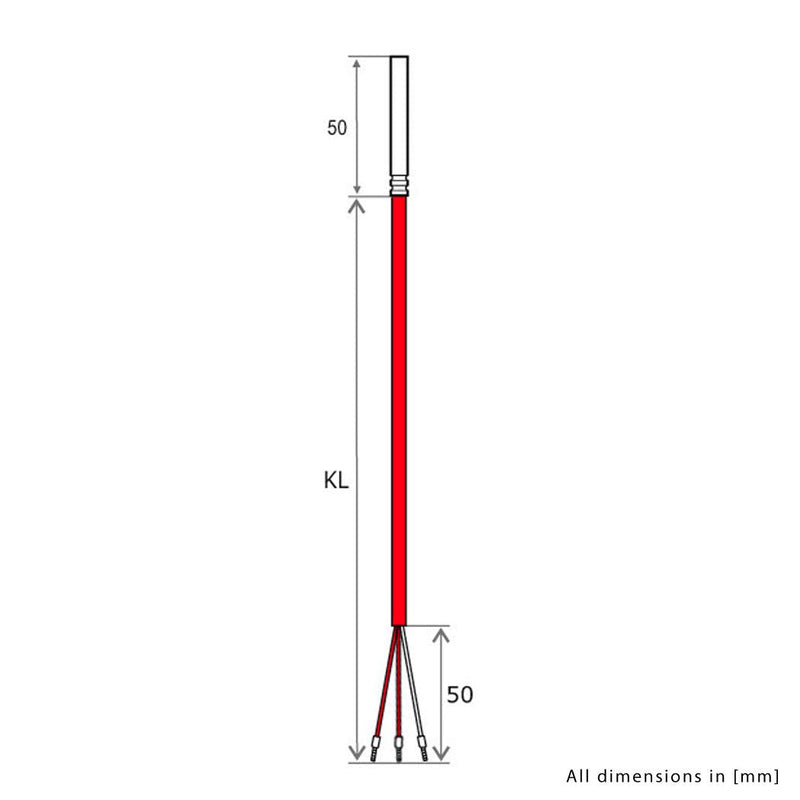 iOVEO 036HS01302 - PT100 3-wire temperature sensor/cable sensor/solar sensor/temperature sensor with silicone cable up to 200°C, 2 meter single