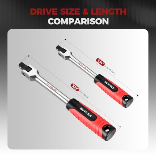 BILITOOLS 3-Piece Extendable Breaker Bar Set, 1/4, 3/8 and 1/2 in Drive