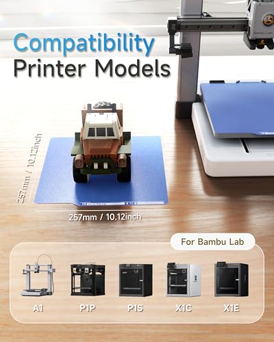 YOOPAI Build Plate for Bambu Lab P2S, P1S, A1, X2D, X1C, P1P, X1E 3D Printers, Double-Sided UltraTack Cool Plate for Low-Temperature Printing, Fine-Textured Spring Steel Sheet, 257x257mm Blue