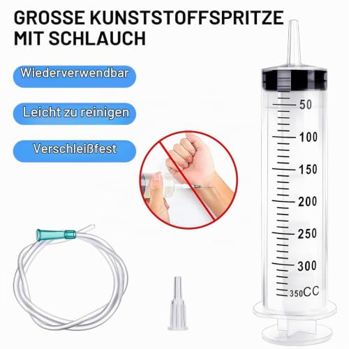 Pack of 2 Large Syringes 550 ml Plastic Syringe with Hose | Colostrum Syringes Individually Sealed Large Plastic Syringe for Liquid Measuring for Industry, Laboratory, Garden, Pet Food 250ml