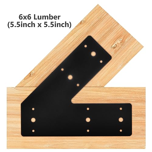 Sihnman 45 Degree Angle Flat Bracket (2 pc) with Powder Coating as Mending Plate, Angled Brackets, Knee Plate, and Leg Bracket for Truss and Framing. Great for Outdoor and Indoor