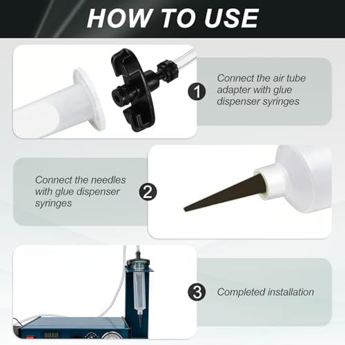 uxcell 2Pcs Air Tube 55cc Glue Adhesive Dispenser Syringes Connector Adapter Replacement for Industrial Glue Liquid Cartridge Dispensing Accessories, Black
