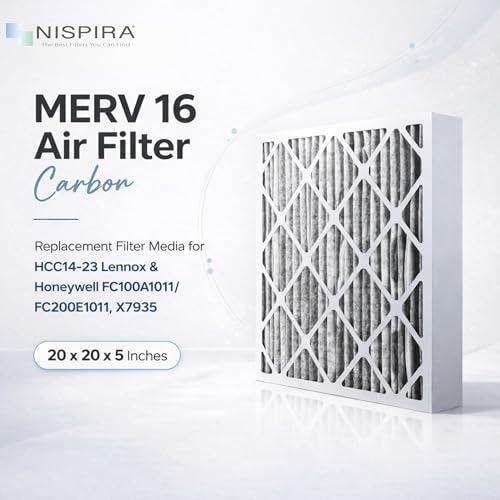 Nispira X7935 20x20x5 MERV 16 Furnace Air Filter Replacement for Healthy Climate Lennox HCC14-23 HCF14-16 Honeywell FC100A1011 FC200E1011, 5 Inch Furnace Filter, 1 Pack