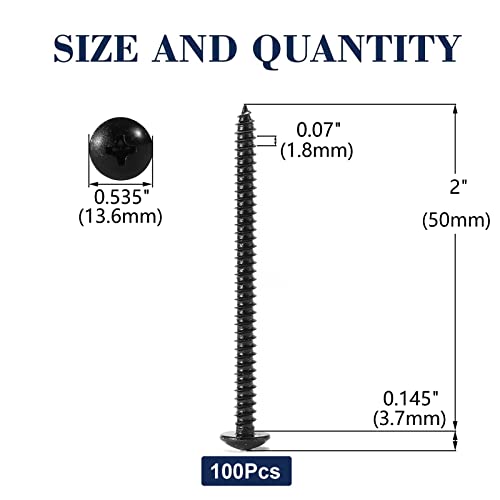 #14 x 2 Wood Screw 100Pcs Truss Head Phillips 18-8 (304) Stainless Steel Fast Self Tapping Screws by SG TZH #14 x 2"