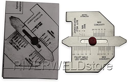 RIVERWELD Precision Metric Automatic Weld Sizer Gauge | For butt weld welds, reinforcement is tested; fillet thickness determines leg size. Metric markings