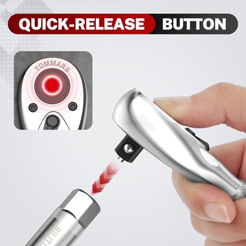 TOMMARS Stubby Ratchet Set 1/4" 3/8" 1/2" Drive Socket Wrench 1/4", 3/8", 1/2" Drive