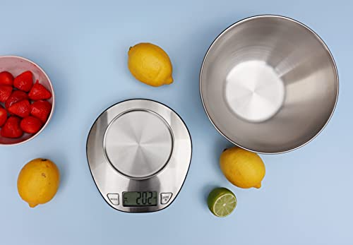 Exzact Digital Kitchen Scale with Stainless Steel Mixing Bowl, 5kg Ex4350