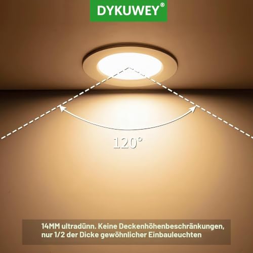 Set of 4 LED Recessed Spotlights, 12 V, 3 W, Recessed Spotlights, LED Flat Hole 55-58 mm and 14 mm Flat, LED Spot 12 V IP44 Dimmable Ceiling Spotlight, Furniture Recessed Spotlights (Silver Warm White 3000 K) Silver Warm White 3000 K