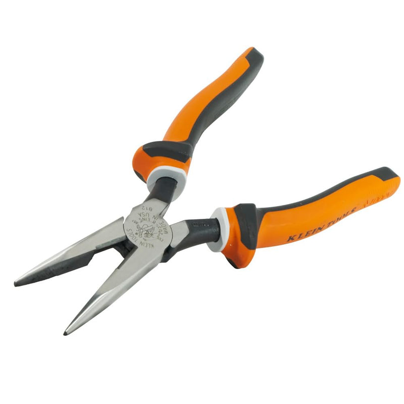 Klein Tools 2038EINS Long Nose Side Cutter Insulated Pliers with Slim Induction Hardened Cutting Knives for Long Life, 8-Inch Slim Handle
