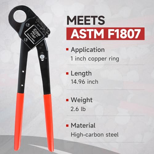 iCrimp Angle Head F1807 PEX Pipe Crimping Tool for 1-inch Copper Rings 1" Crimper
