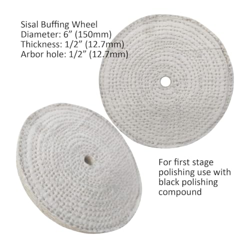 6" Stainless Steel Polishing Buffing Kit for Bench Grinder, 1/2" Hole-6pc