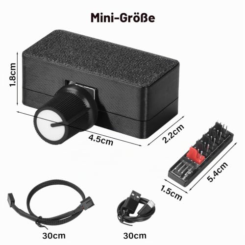 Aideepen 4 Pin 12V PWM Fan Controller with 1-to-5 HUB | Type-C 5V Power Supply, 4 Wire Fan Speed Controller, for DIY Water Cooling Option, Internal Upward Gain to 12V
