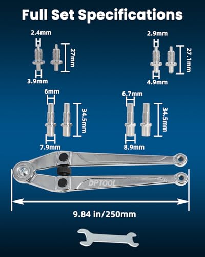 DPTOOL Adjustable Pin Spanner Wrench Set Pulley Holder Tool Set