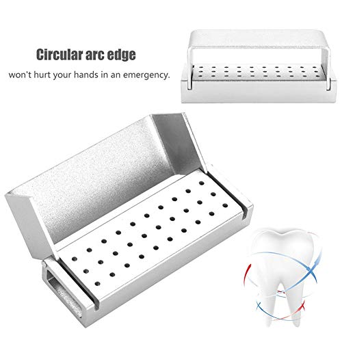 Dental Drill Disinfectant Box 30 Holes Aluminum Drill Holder Autoclavable for Dental Practice & Laboratory Silver