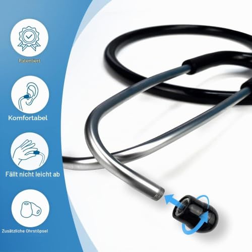 Scian Lightweight Stethoscope for Doctors, Nurses, Students, Adults, Single Head Stethoscopes with Black Tube, Silver Chestpiece Headset for Home Use (Black)