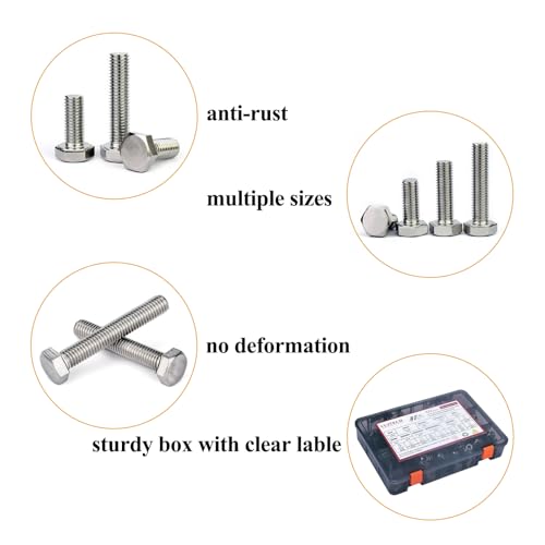 212Pcs Nuts and Bolts Assortment kit,1/4-20, 5/16-18, 3/8-16 Stainless Steel Machine Screws Set，Assorted Bolts Nuts and washers kit with case