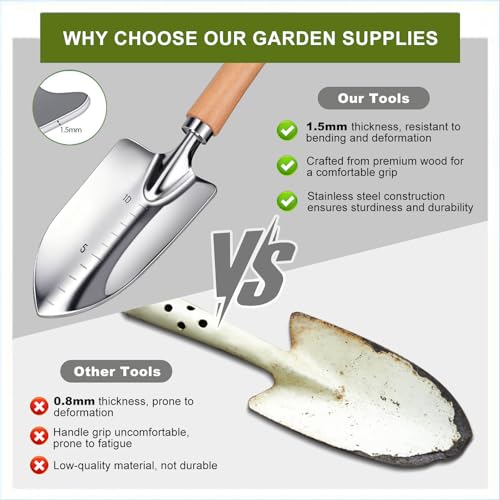 Kynup Garden Tools Set with Storage Bag, Heavy-Duty Gardening Kit for Women Stainless Steel Set (9 Piece)
