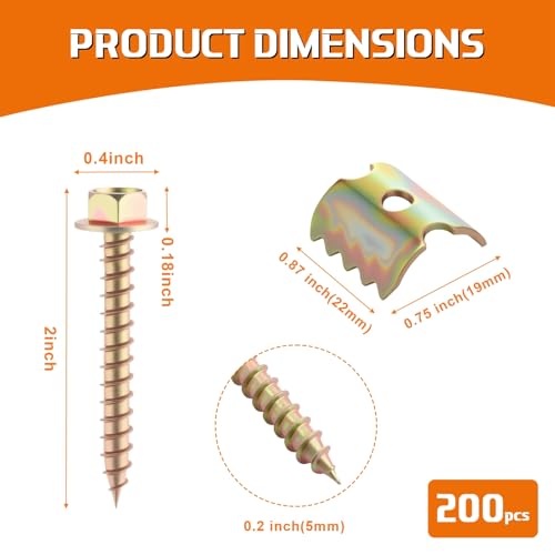 200 Pcs Fence Staples for Wire Reusable Barbed Fence Fasteners Nails for Mesh and Woven Fencing, Metal Grid, Quick Installation with Electric Drill (2 Inch) 200 2 Inch