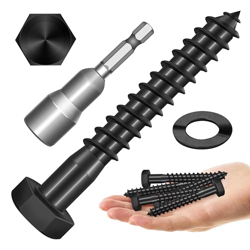 Mywish (10Sets) 3/8" x 2-1/2" Hex Head Lag Bolts & 30Pcs Concrete Screws 3/16 x 1-1/4 Masonry Anchor with Drill Bit, Flat Phillips Head Stucco, Heavy Duty Lag Screws with Washers