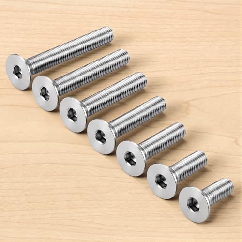 1/4-20 x 1-1/4" Flat Head Socket Cap Screws Countersunk Bolts, Allen Socket Drive, Stainless Steel 18-8 (304), Bright Finish, 100 PCS 1/4-20 x 1-1/4" Silver