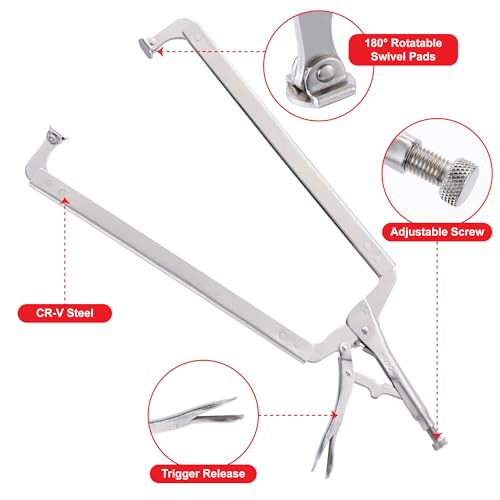 MAXPOWER 24-inch C Clamp Locking Pliers, Large Locking C Clamp with Grip Swivel Pads, MAX Jaw Capacity Up to 10"