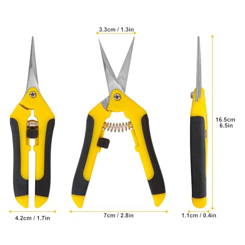 15 Pack 6.5 Inch Yellow Garden Pruning Scissors, Stainless Steel Blades Hand Pruner, Sharp Point Gardening Shears Cutter, A Must-have Gardening Pruning Shear, Supplies & Accessories