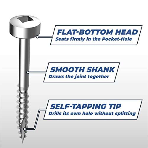 Kreg SPS-F125-500 Pocket Screws, 1-1/4" #6 Fine-Thread, Pan-Head (500 Count)