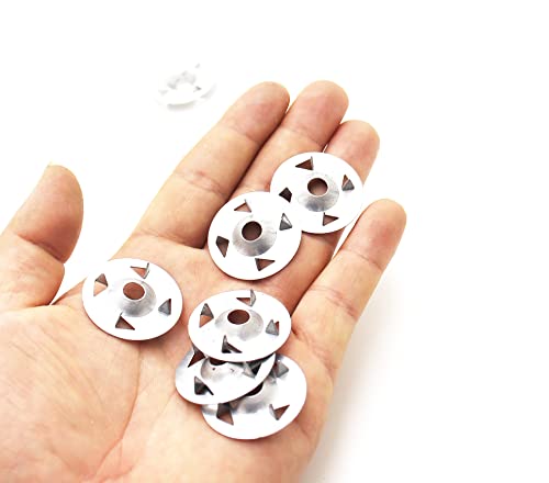 Easy Fix Washers - Pack of 200 Pieces - 28mm Diameter, KAIISSA 4-Claw Washers Nail Gaskets for Gypsum Board Extruded Plate Insulation Thermoboard Fixed Backer Boards