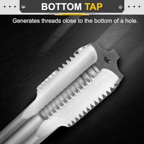 uxcell Hand Bottom Tap 1"-1/4"-7 BSW 2B Thread Bottoming Style Threading Taps High Speed Steel HSS6542 Straight Flutes Screw Tapping Tool