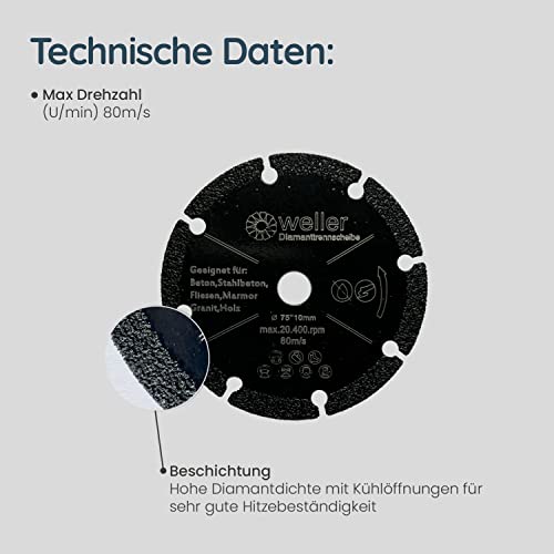 All-purpose cutting blade diamond cutting disc suitable for Bosch GWS 10.8 12 12 V 76 V-EC professional mini battery angle grinder aluminium