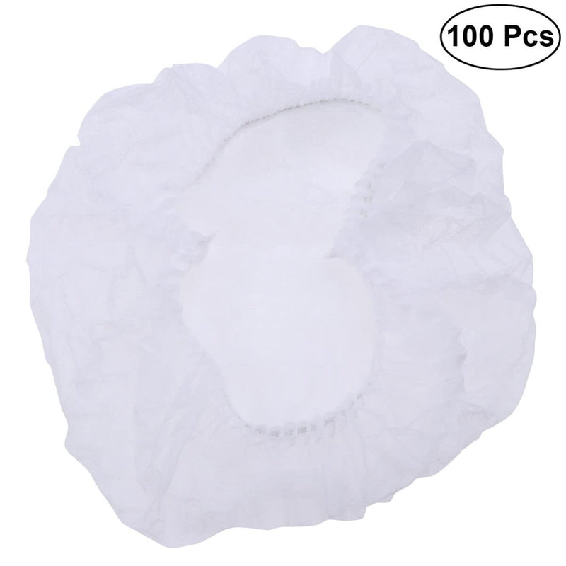 Artibetter 100pcs Non-Woven Fabric Mesh Cap Head Caps Disposable Caps Beret Cap for Cosmetics Laboratory Nurse Food Service Hospital (White)