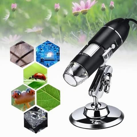Retoo Digital Microscope Camera with 1600x Magnification Endoscope, 8 LED Lights, Compatible with Windows XP, Vista, 8,10, Android, Mini Video Camera, Digital Microscope with Metal Stand, Mini Camera