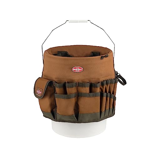 Bucket Boss The Bucketeer Bucket Tool Organizer in Brown & Bucket Seat Small Parts Organizer, Bucket Organization (10010), Red & Bucket Stacker Small Parts Organizer, Bucket Organization (15051)