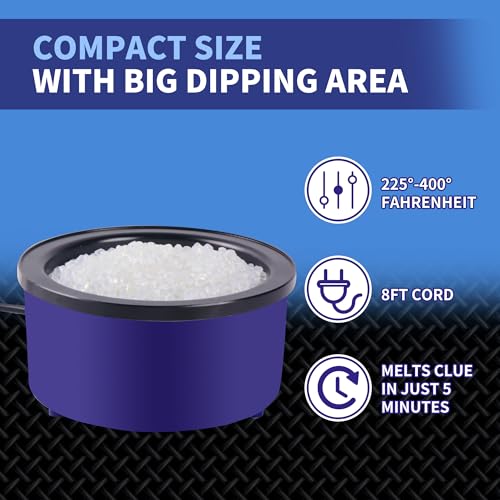 Electric Hot Glue Pot for Crafts with 1lb Pellets 225-400°F Adjustable - Blue Electric Glue Pot