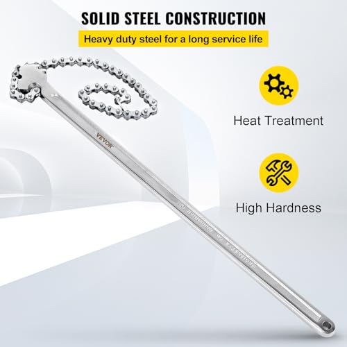 VEVOR 24 Inch Pipe Chain Wrench Heavy Duty 6.7 Inch Chain Wrench 24" Chain Wrench