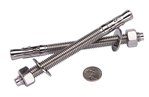 Bolt Dropper 1/2" X 6" Wedge Anchor (5pc), 18-8 Stainless Steel Corrosion Resistant Commercial Grade Washers and Nuts Included Choose Size 1/2" x 6"