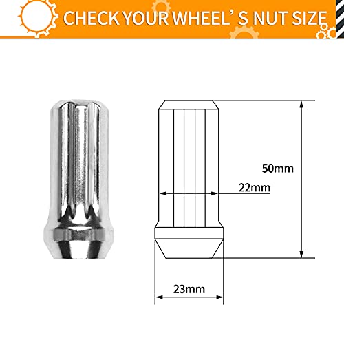 MIKKUPPA M14x1.5 Lug Nuts Chrome - Spline Large Acorn Seat Lug Nuts and 14x1.5 Wheel Locking Lug Nuts