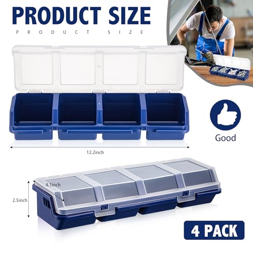 Hushee 4 Pcs Screw Organizer Box with Lid 4 Compartments, Blue 1