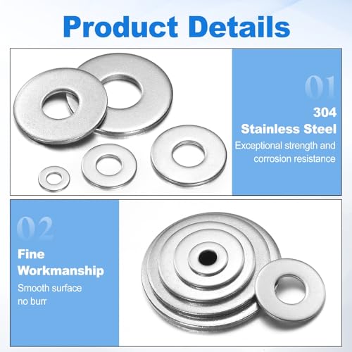 uxcell 25Pcs SAE 5/8" Flat Washer 304 Stainless Steel Flat Washer Fastener 5/8"